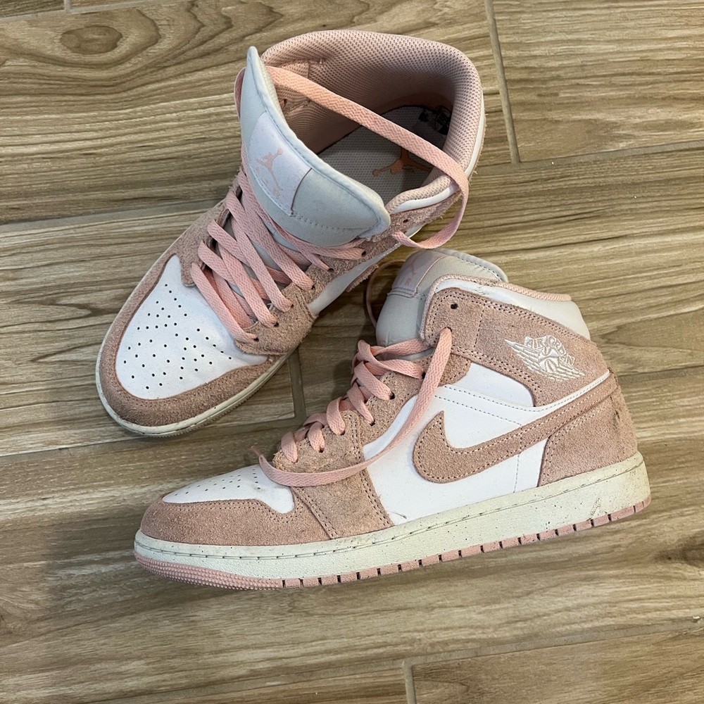 Men’s Pink and White Jordan High-Top Sneakers